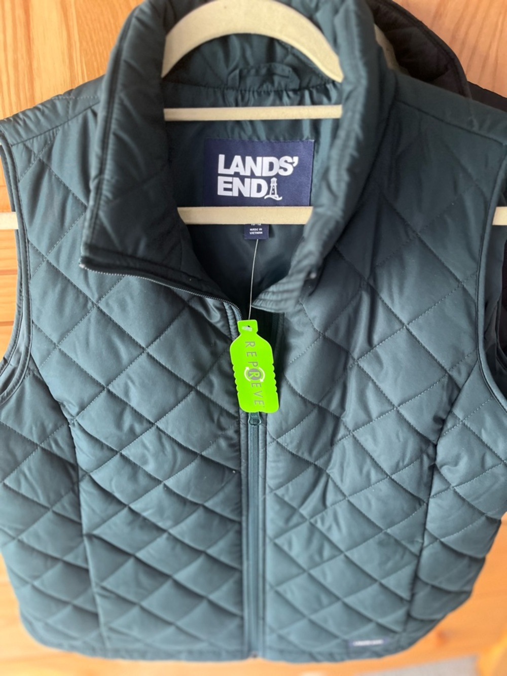 Lands' End Quilted Vest in Teal Green